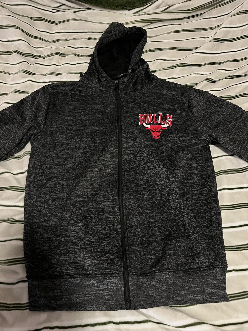 NBA Kids Black Heather Full-Zip Hoodie with Red Bulls Logo